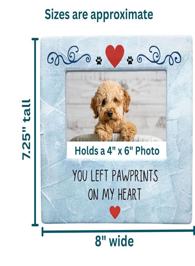 BANBERRY DESIGNS Pet Memorial Picture Frame - You Left Paw Prints on my Heart - Dog or Cat Photo Frame with Red Hearts and Paw Prints - Measures 8" x 7.25" - Holds a 4" x 6" Photo - Image 2