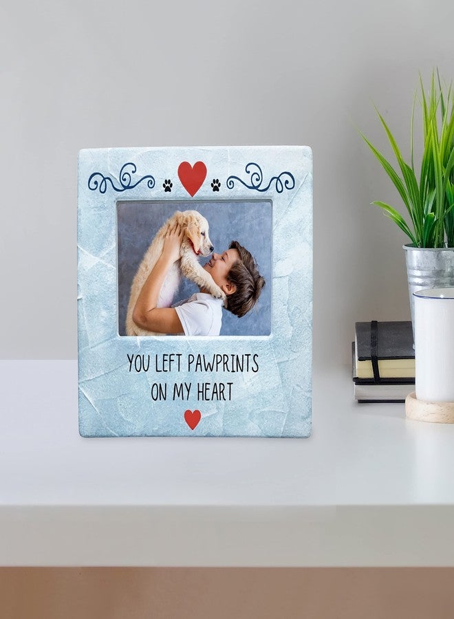BANBERRY DESIGNS Pet Memorial Picture Frame - You Left Paw Prints on my Heart - Dog or Cat Photo Frame with Red Hearts and Paw Prints - Measures 8" x 7.25" - Holds a 4" x 6" Photo - Image 4