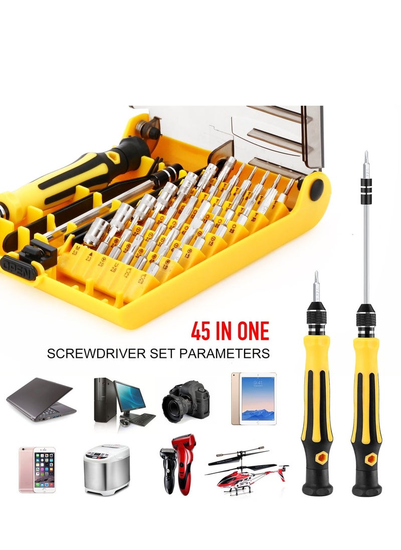 Y&D - 45 in 1 Mini Screwdriver Set, Bit Tools Small Precision Kit with Tweezers & Extension Shaft for iPhone, MacBook, Electronics Repair or Maintenance - Image 1