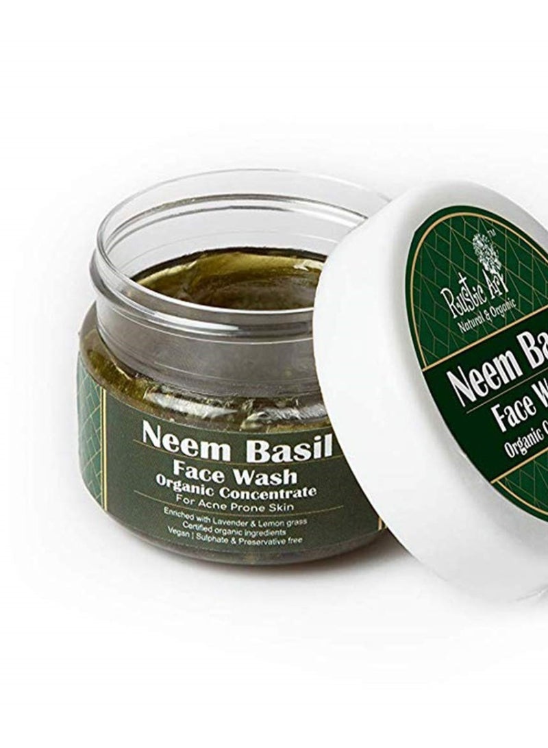 Rustic Art Sandal, Neem Basil, Geranium Charcoal Face Wash Concentrate | Deep Cleansing, De-Tanning, Acne Control | Organic, Sulfate Free | All Skin Types | (Pack of 3 * 50g) - Image 4