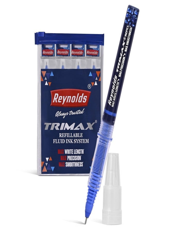Reynolds TRIMAX Rollerball Pen Refills Set - 4 Refills Set|Roller Ball PENS for Writing | Pen for Students & Office Stationery | 0.5 mm TIP Size - Image 1