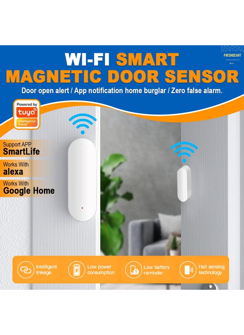 FreshDcart FreshDcart Smart WiFi Door Window Sensor Zigbee app Control for Wireless Home Security Alarm and Instant Alerts Easy to Installation White Pack of 1  - Image 4