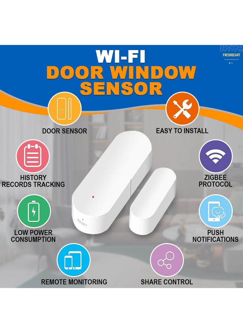 FreshDcart FreshDcart Smart WiFi Door Window Sensor Zigbee app Control for Wireless Home Security Alarm and Instant Alerts Easy to Installation White Pack of 1  - Image 3