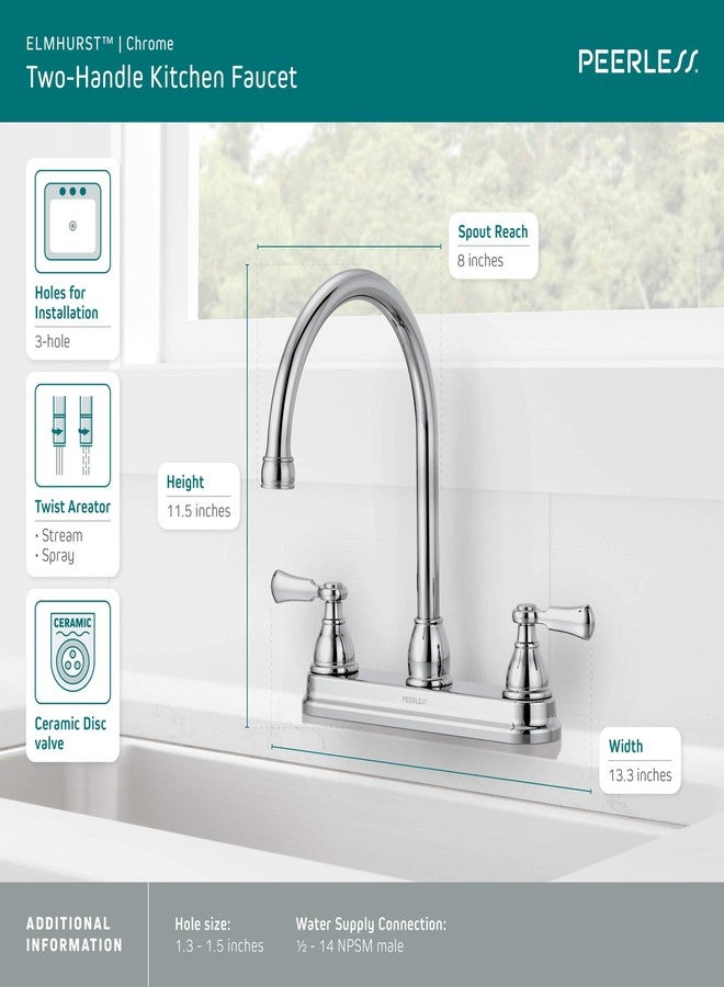 Peerless P2965LF Elmhurst Two-Handle Kitchen Faucet with Twist Aerator Deck-Mount, Chrome - Image 3