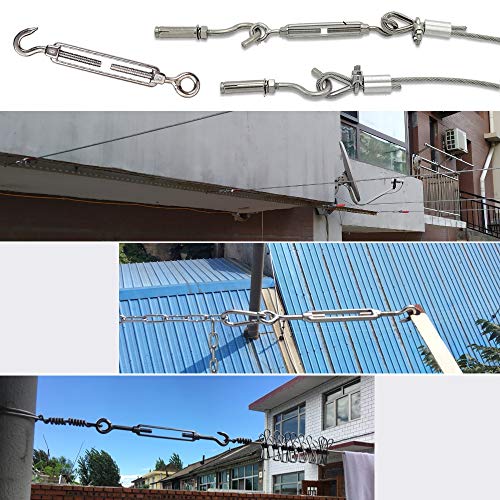 Cozihom, M6 Hook & Eye/C to O Turnbuckle 304 Stainless Steel, Hardware Kit for Wire Rope Tension Heavy Duty, for Sun Shade, Tent Installation, Anti-Rust, 6 Packs - Image 5
