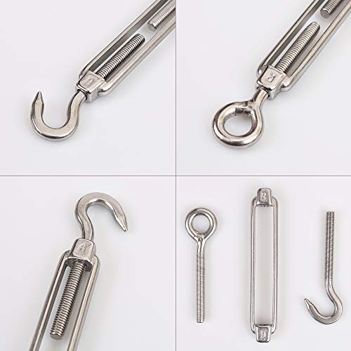Cozihom, M6 Hook & Eye/C to O Turnbuckle 304 Stainless Steel, Hardware Kit for Wire Rope Tension Heavy Duty, for Sun Shade, Tent Installation, Anti-Rust, 6 Packs - Image 3
