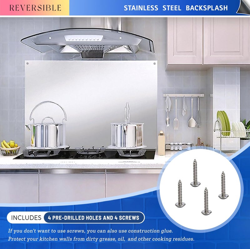 Laxama Stainless Steel Backsplash for Stove 24"x30" Stove Backsplash Protector for Wall Metal Range Splash for Kitchen Wall with Screw Includedï¼ˆ0.0276" Thick) - Image 5