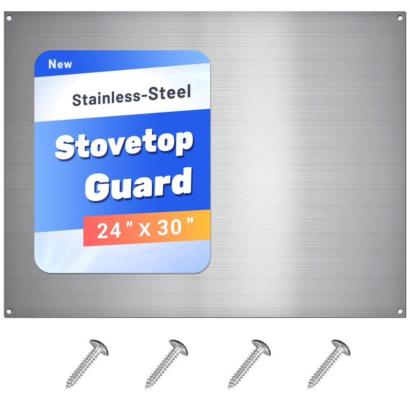 Laxama Stainless Steel Backsplash for Stove 24"x30" Stove Backsplash Protector for Wall Metal Range Splash for Kitchen Wall with Screw Includedï¼ˆ0.0276" Thick) - Image 1