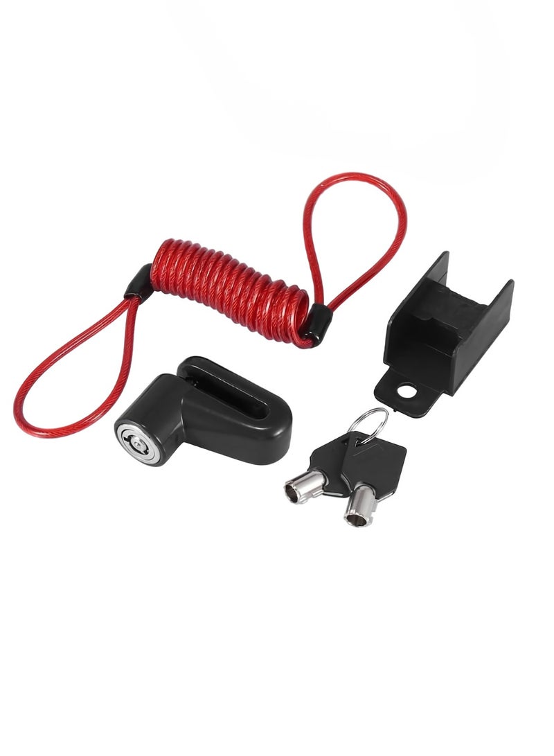 AROAQ Motorcycle Disc Brake Lock, Anti Theft Wheel Lock With Red Rope Kit, Aluminum Alloy Mountain Road Bike Tyre Lock, Small And Easy To Carry Motorcycle Lock For Theft Prevention, (Black) - Image 1
