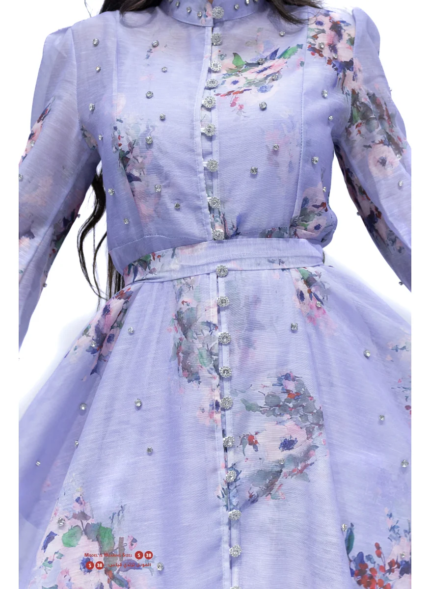 ان لاف Floral Cotton Home Event Dress with Ruffle Detail