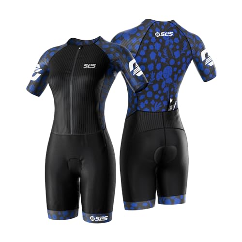 SLS3 Triathlon Suits Women Elite Aero Sleeved Tri Suit Women, Trisuit, Quick-Dry, Italian Chamois, Ready for Any Distance (Storm Blue, X-Small) - Image 1