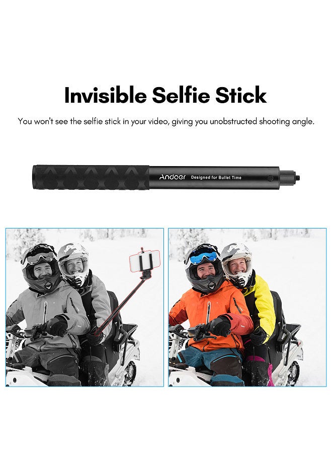 ANDOER Invisible Selfie Stick 1/4 Inch Screw 28cm-110cm Adjustable Length with Mini Desktop Tripod for Insta360 ONE X/ ONE/ EVO Camera  - Image 4
