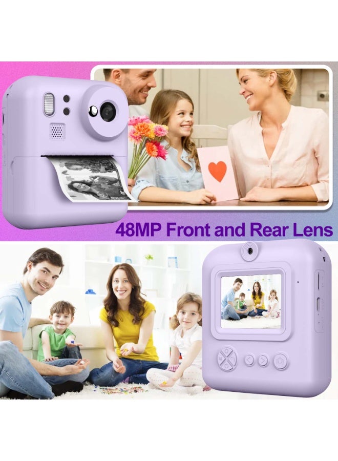 Kids Instant Print Camera 48MP Dual Lens Digital Camera For Boys Girls,1080P HD Video 8X Zoom,One-Click Print ,MP3 Player 5 Games,Portable Kids Toy Camera Perfect Birthday Christmas Easter New Year Gift - Image 3