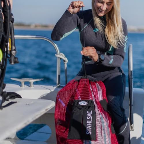 Stahlsac Panama Mesh Backpack: Convienent 103L size, ideal for dive gear, dry pockets, PINK - Image 3