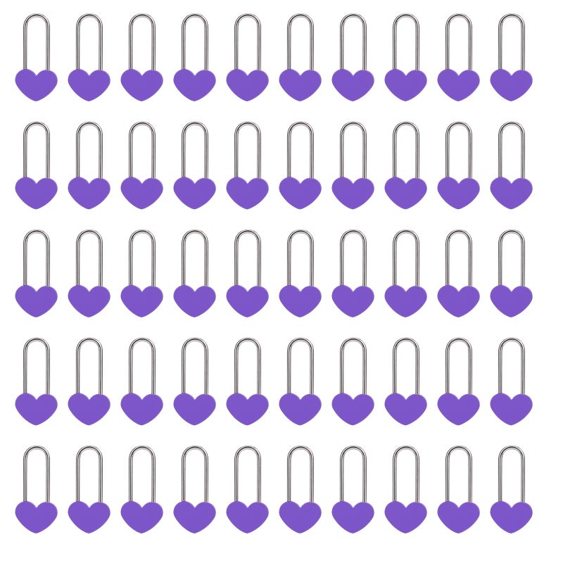 Veyocilk 50 Pcs Love Lock Heart Padlock  Purple Single Heart Wish Lock For Lovers Wedding  Bridge  Anniversary  Travel  Wish Day(No Key) - Image 1