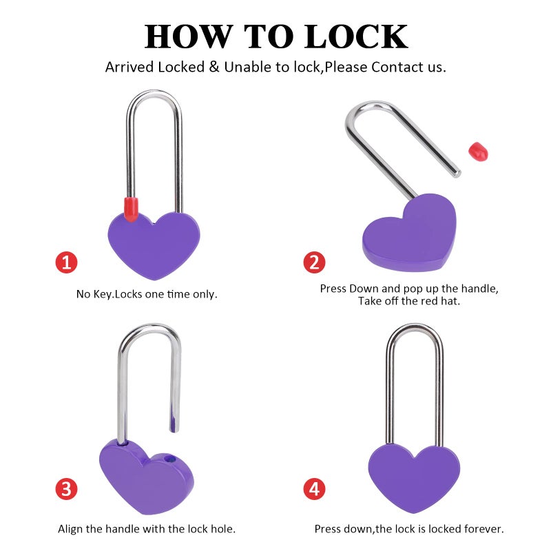 Veyocilk 50 Pcs Love Lock Heart Padlock  Purple Single Heart Wish Lock For Lovers Wedding  Bridge  Anniversary  Travel  Wish Day(No Key) - Image 3
