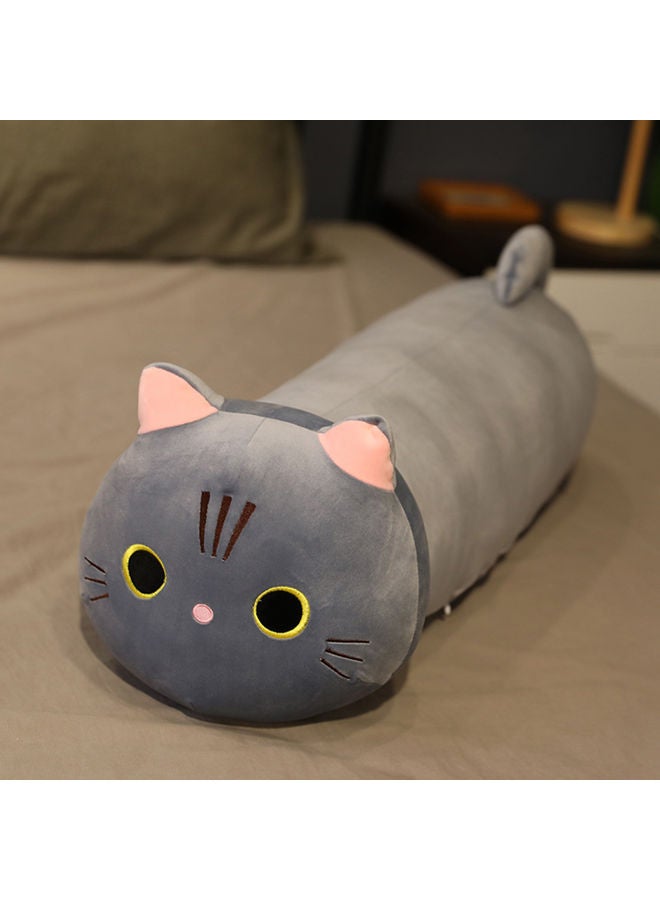 إسكدنيا وسادة أريكة مخملية ناعمة على شكل قطة لطيفة قابلة للاحتضان قطن رمادي 25.00x4.00x15.00سم - Image 4