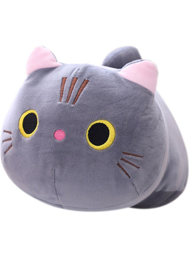 إسكدنيا وسادة أريكة مخملية ناعمة على شكل قطة لطيفة قابلة للاحتضان قطن رمادي 25.00x4.00x15.00سم - Image 2