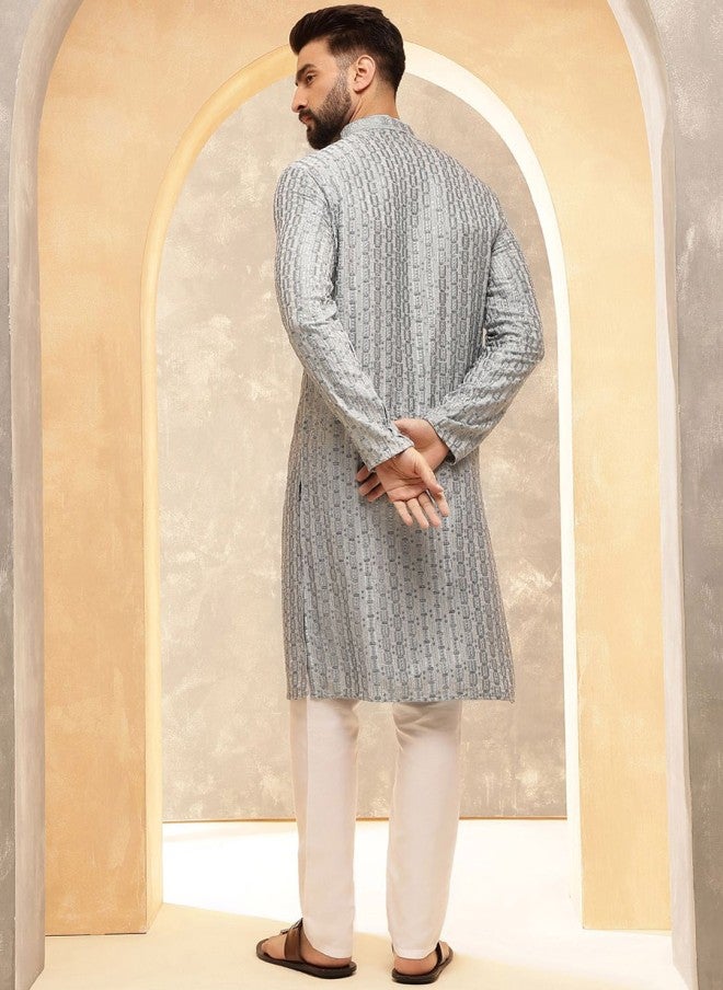 Sojanya Ethnic Motifs Embroidered Kurta Set for Men - Image 5