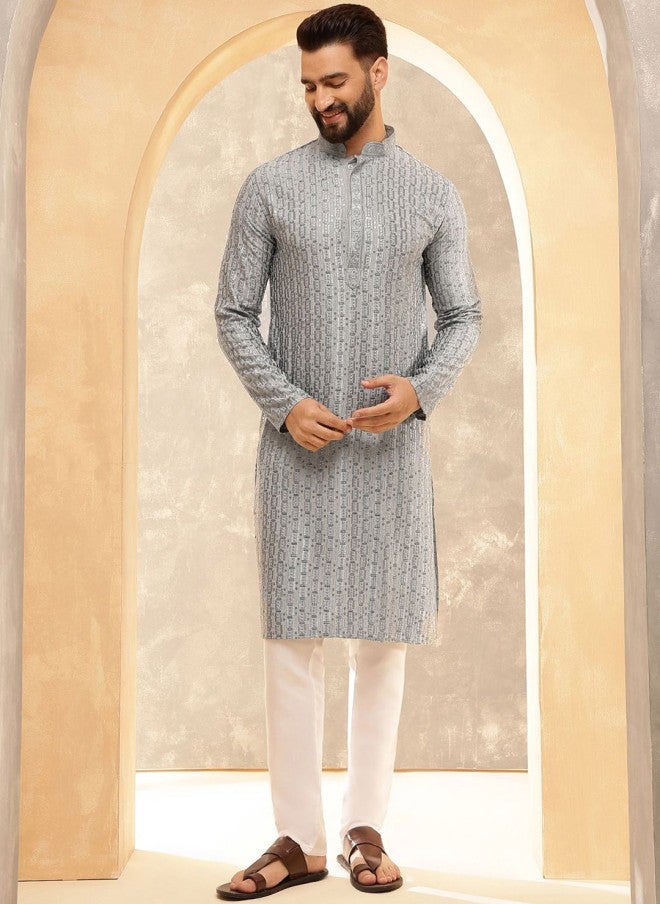 Sojanya Ethnic Motifs Embroidered Kurta Set for Men - Image 1