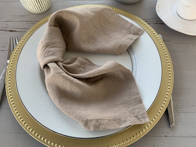 Eight Owls Linen Napkins -100% French Flax - Stonewashed Pure Linen Cloth Napkins - Size 18 Inch x 18 Inch - Set of 4 (Natural Rustic Taupe) - Image 4