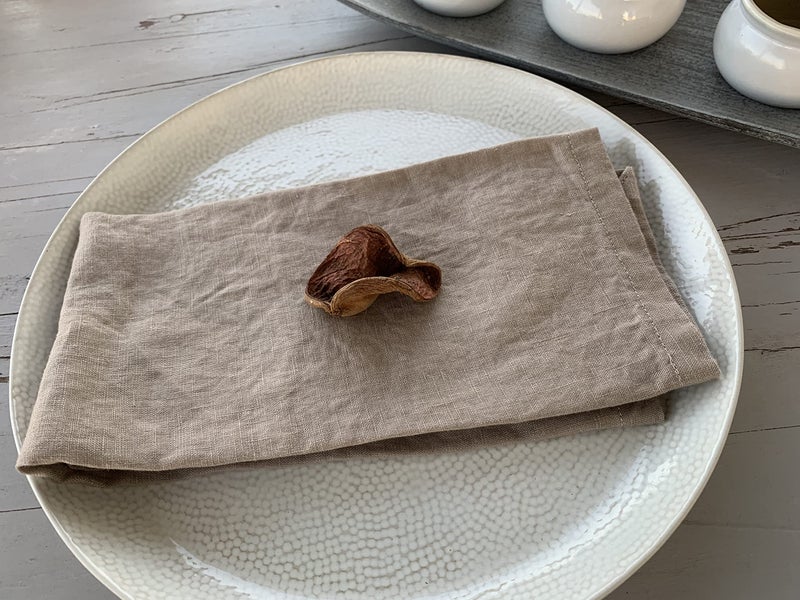Eight Owls Linen Napkins -100% French Flax - Stonewashed Pure Linen Cloth Napkins - Size 18 Inch x 18 Inch - Set of 4 (Natural Rustic Taupe) - Image 5