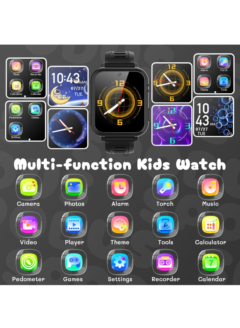Kids Smart Watch, Smart Game Watch with 24 Games, HD Touch Screen, Video, Camera, Music Player, Pedometer, Flashlight, Alarm Clock,  Kids Watches for 5-12 Year Olds Boy/Girl (Black)  - Image 2