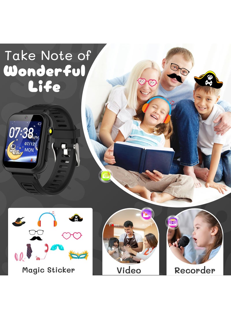 Kids Smart Watch, Smart Game Watch with 24 Games, HD Touch Screen, Video, Camera, Music Player, Pedometer, Flashlight, Alarm Clock,  Kids Watches for 5-12 Year Olds Boy/Girl (Black)  - Image 4
