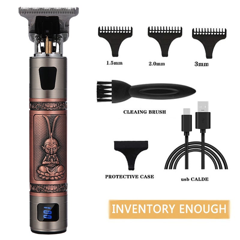 T9 Lcd Digital Display Electric Hair Clipper Shaving Oil Head Electric Clipper Carving Push White Hair Electric Clipper - Image 1