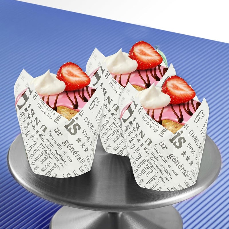 50pcs White High-temperature Resistant Paper Cupcake Liners Oil-proof Baking Cups Flower-shaped Paper Baking Trays for Bakery and Party Use - Image 5
