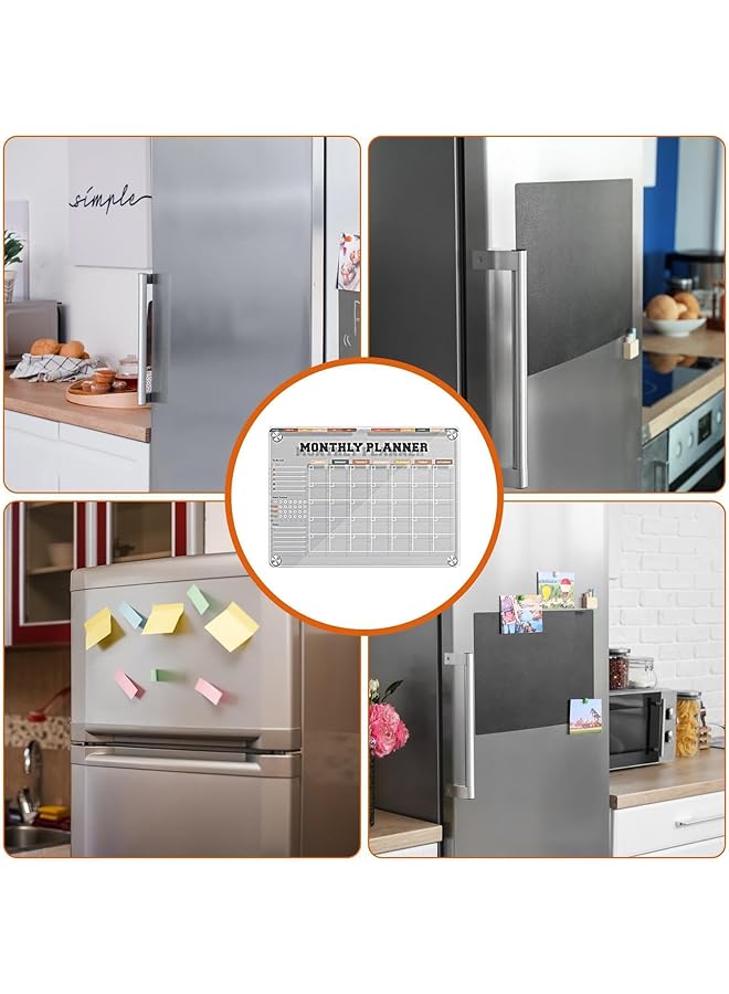 erorex Fridge Dry Erase Board Reusable Magnetic Fridge Dry Erase Board Acrylic Clear Message Board Fridge Notepad Planner Board For Monthly Grocery List Kitchen Planner 12X9In  - Image 2