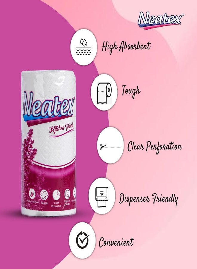 Neatex Kitchen Paper Towel 2Ply Non-Stick Oil Absorbing Paper Roll Clear Perforation (60 Pulls Per Roll) (3 Count (Pack of 3)) - Image 2