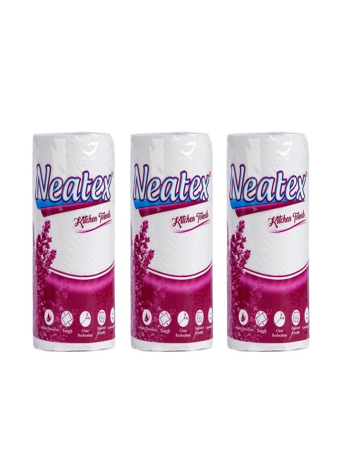 Neatex Kitchen Paper Towel 2Ply Non-Stick Oil Absorbing Paper Roll Clear Perforation (60 Pulls Per Roll) (3 Count (Pack of 3)) - Image 1