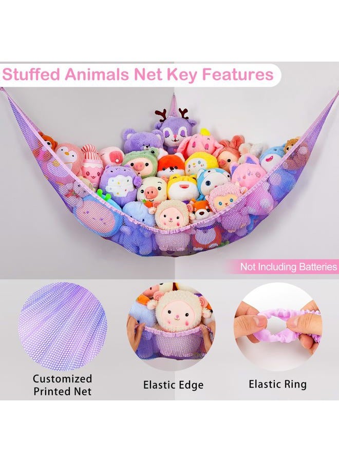 Basumee Stuffed Animals Net or Hammock with LED Light Hanging Toy Net Hammock for Stuffed Animals Storage Stuff Animals Hammocks for Nursery Kids Room with Remote Control, 8 Kinds of Lights(Pack of 1) - Image 5