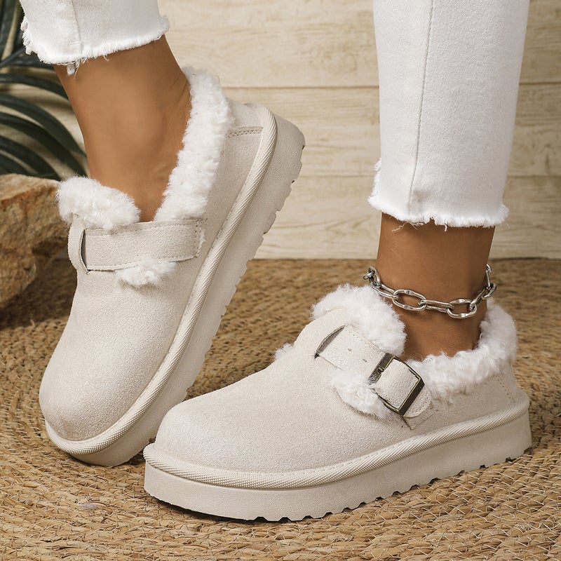 Fashion Thick-Soled Plush Buckle Warm Cotton Shoes Casual Round-Toe Large Size Snow Boots - Image 2