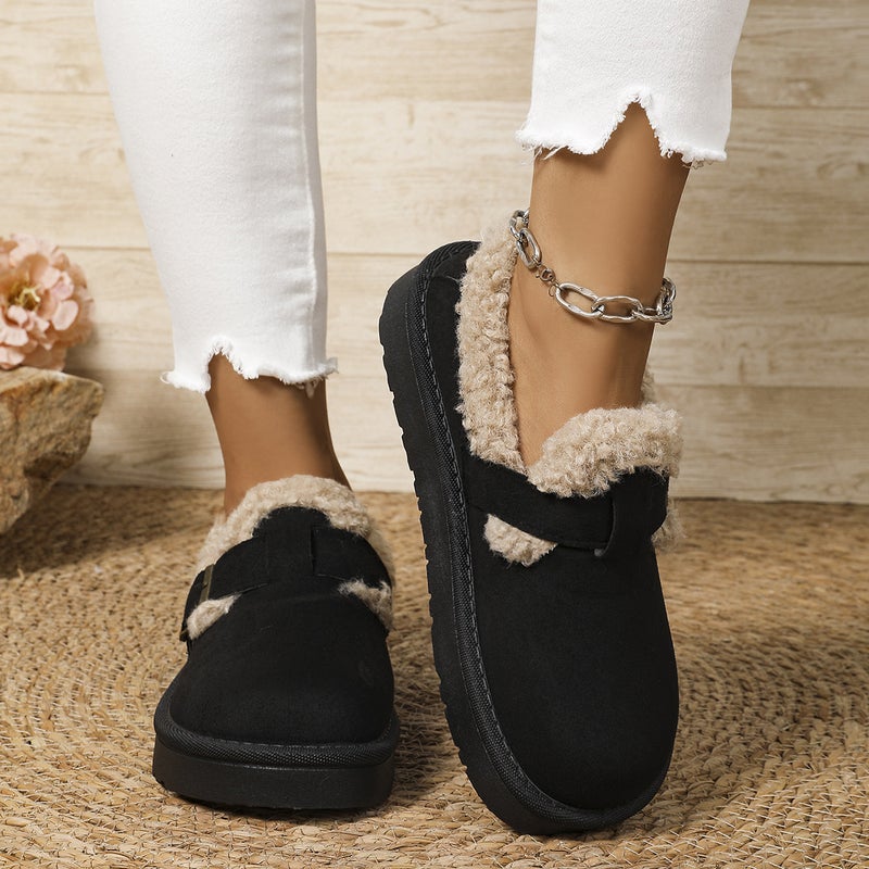 Fashion Thick-Soled Plush Buckle Warm Cotton Shoes Casual Round-Toe Large Size Snow Boots - Image 3