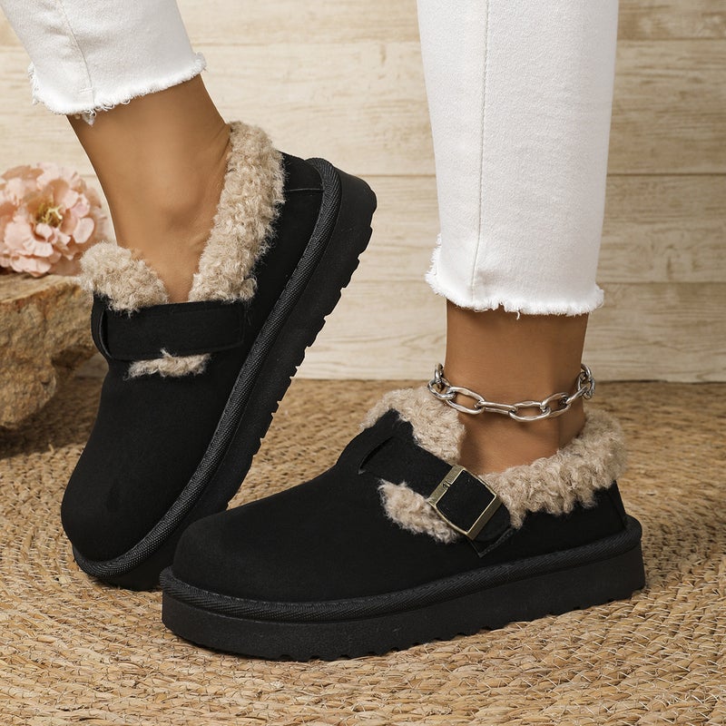 Fashion Thick-Soled Plush Buckle Warm Cotton Shoes Casual Round-Toe Large Size Snow Boots - Image 4