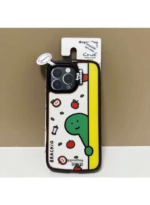 Oxygen Dog Shrimp Chip Shell Dinosaur Series Phone Case Compatible With Apple IPhone 16 Pro Max Anti-Fall And Shockproof Transparent Acrylic Cover-Color:Shrimp Shell [probe Dinosaur]]-Applicable Model:iPhone15