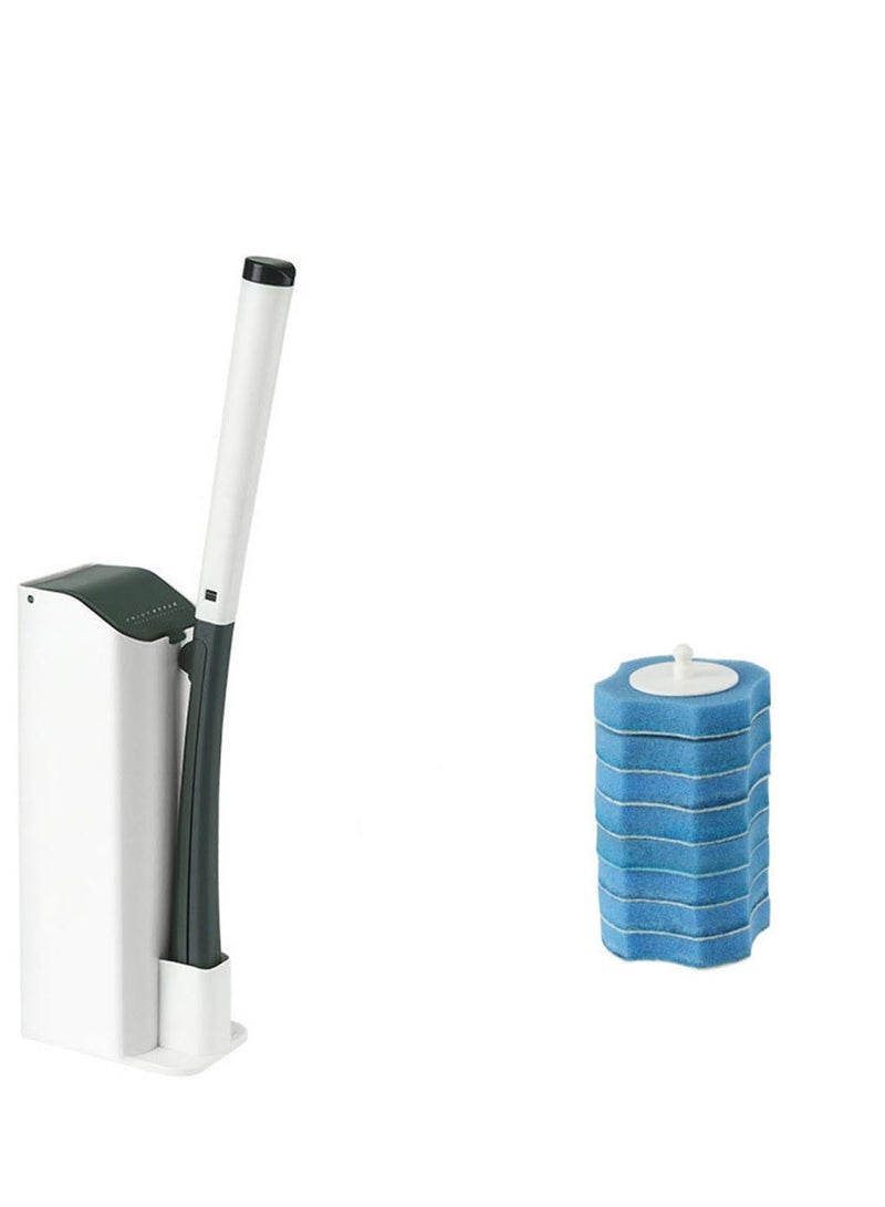 Excefore Disposable Toilet Brush Set,  Toilet Wand Kit with Disposable Replacement Head and Holder, Disposable Toilet Cleaning System with 8 Replacement Heads Green - Image 1