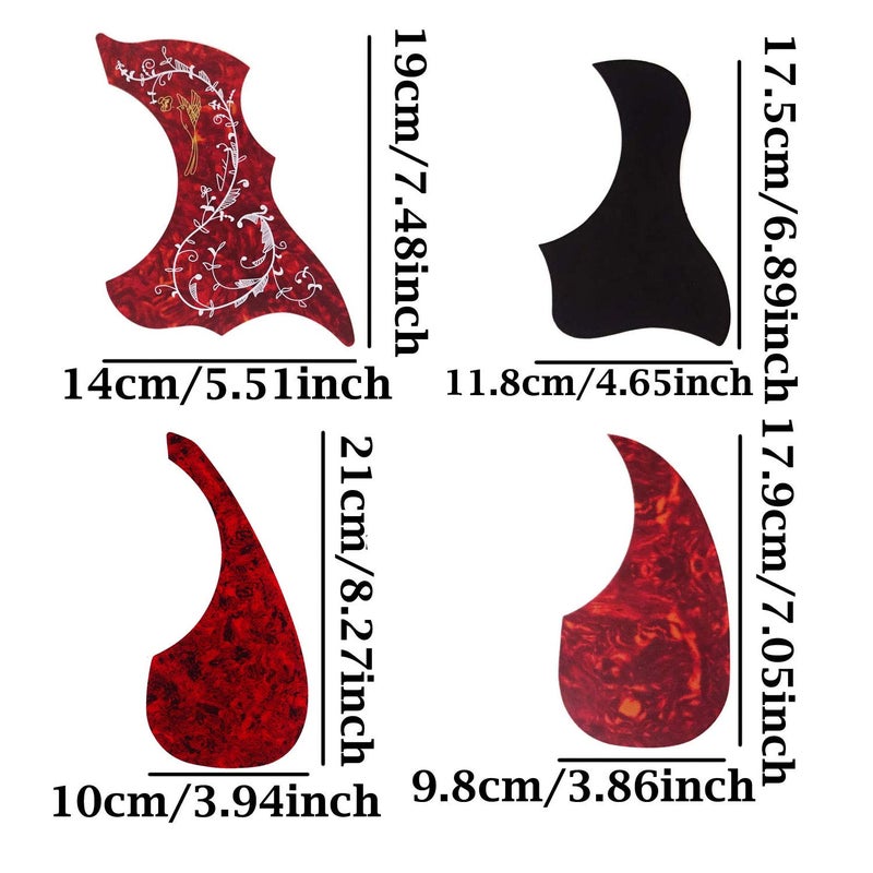 Honbay 8PCS Self Adhesive Anti-Scratch Hummingbird and Water Shaped Acoustic Guitar Pickguard - Image 2