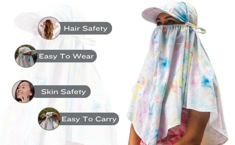 KmCho Sun Protection Scarf for Women Lightweight Breathable Face Cover Versatile Summer Outdoor Travel Cycling Beach Hiking - Rainbow Color - Image 5