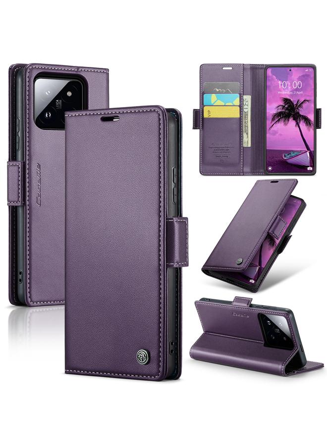 The Bros Case For Xiaomi 14 Pro 023 Butterfly Buckle Litchi Texture RFID Anti-theft Leather Phone Case