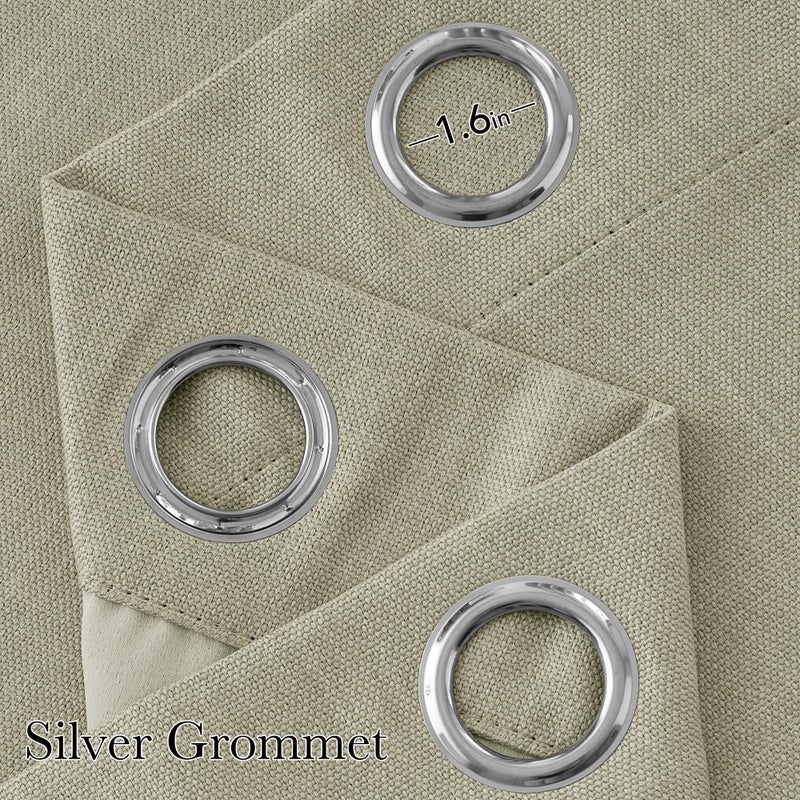 NICETOWN Short Faux Linen Beige Blackout Curtains 63 inches Long for Kitchen - Privacy Panels for Living Room Bedroom, Modern Farmhouse Style Easy Care Grommet Top, 2 Panels, W42 by L63 - Image 2