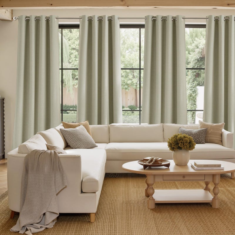 NICETOWN Short Faux Linen Beige Blackout Curtains 63 inches Long for Kitchen - Privacy Panels for Living Room Bedroom, Modern Farmhouse Style Easy Care Grommet Top, 2 Panels, W42 by L63 - Image 4