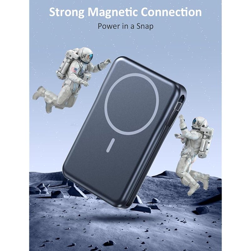 Aobbow Magnetic Portable Charger 10000mAh, 20W Power Bank with Built in Cable | 20W Fast Charging for Magsafe Battery Pack with LED Display, Travel Essential for iPhone 17/16/15/14/13/12 Pro/Pro Max-Black - Image 3