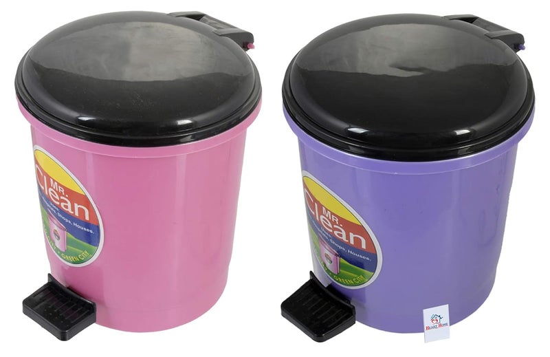 Kuber Industries Heart Home 2 Pieces Table Top Desk Garbage Dustbin Trash for Office Home Work Place 2 LTRPink PurpleHEART10355  - Image 1