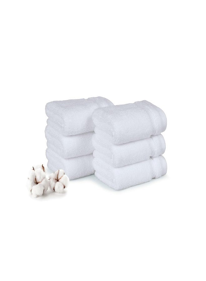 MYTRIDENT Finesse 6 Piece Face Towels, 625 GSM, 100% Cotton, White - Image 1