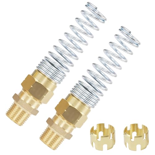 Dazakoot 38 Hose x 12 Male Connector with Spring Guard Dazakoot 2 Pack Air Brake Hose End Brass Fitting with 2 Pack 38 Sleeve Tube - Image 1