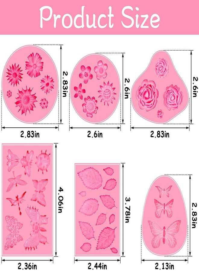 Jubilant Silicone Non-Stick Fondant Molds Mini Flower Butterfly Rose Theme Clay Molds For Cake Decoration (Size: Medium)(Color: Pink), 10.2 x 6.2 x 1.3 Centimeters - Image 2