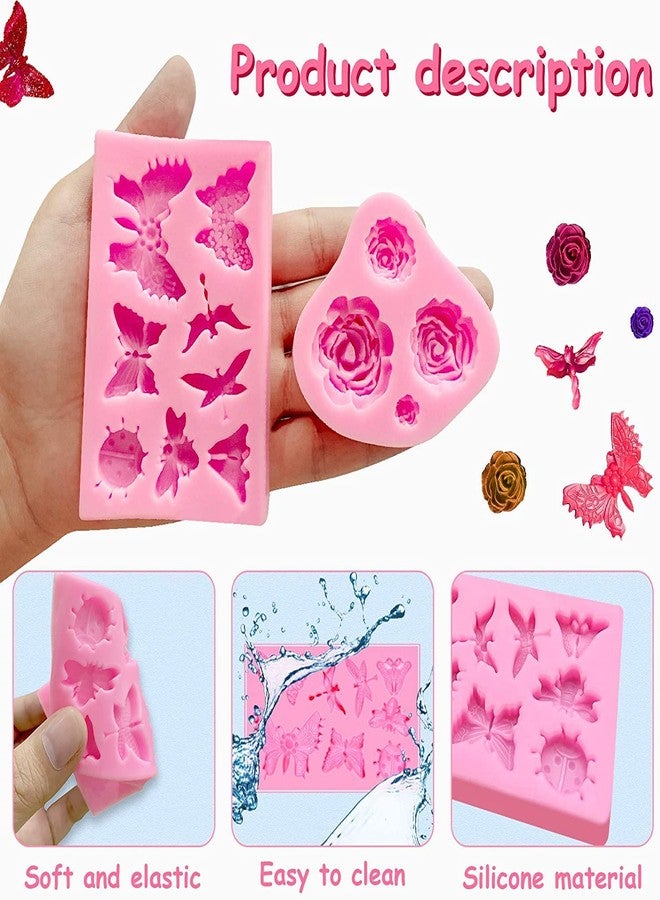 Jubilant Silicone Non-Stick Fondant Molds Mini Flower Butterfly Rose Theme Clay Molds For Cake Decoration (Size: Medium)(Color: Pink), 10.2 x 6.2 x 1.3 Centimeters - Image 4
